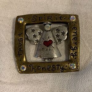 Angel brooch pin mix metal bling gemstones